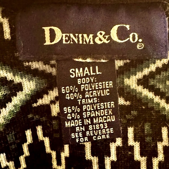 ❄️DENIM & Co❄️ NORDIC STRIPE PRINT TOGGLE DRAWSTRING WAIST FLEECE PARKA JACKET☃️ - Picture 6 of 13